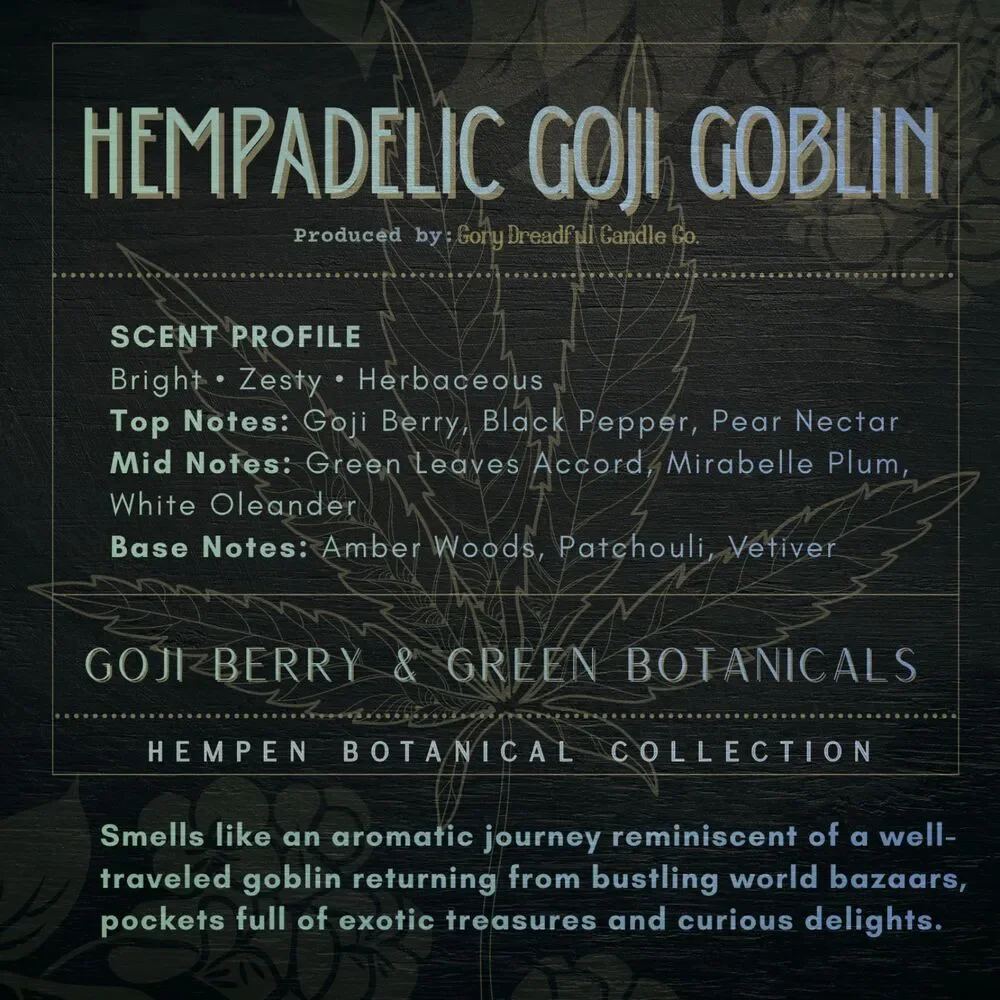 Hempadelic Goji Goblin – Goji Berry & Green Botanicals Scent Beeswax Melts